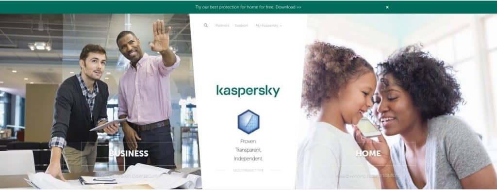 Kaspersky homepage
